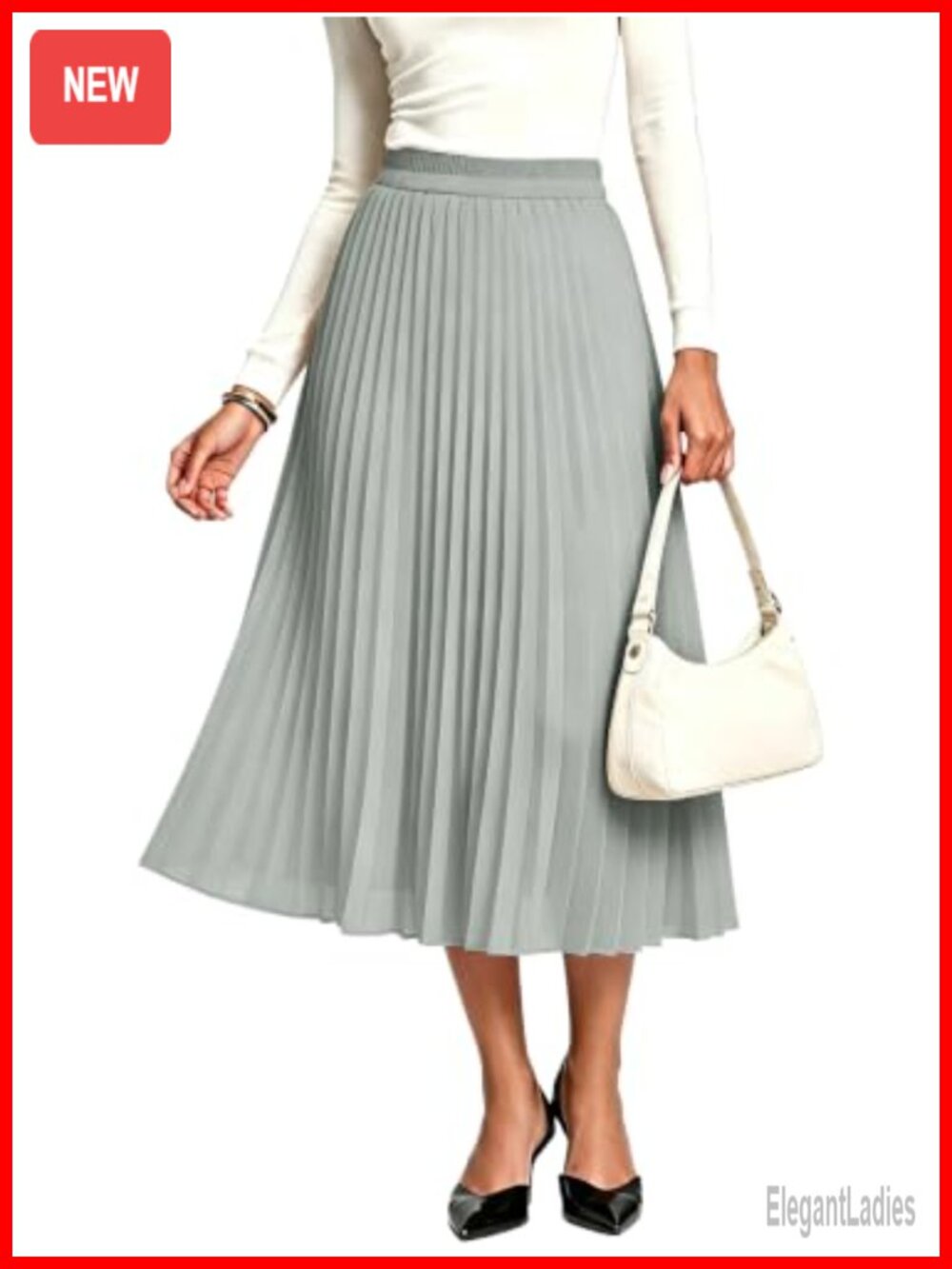 Women's A-Line Chiffon Midi Skirt Flare Pleated with Pockets
